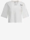 Pinko Graphic Print V-neck Short Sleeve Tops In White