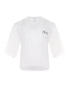 Pinko Voluminous Fit Cotton Jersey T-shirt With Logo Detail In White