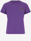 Pinko Cotton T-shirt With Love Birds Jewel Embroidery In Purple