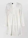 Pinko Mini Dress With Openwork Design And Crystals In White