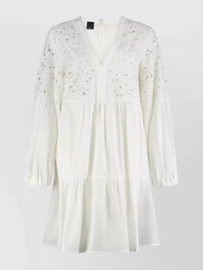 PINKO COTTON TIERED MINI-DRESS BRODERIE ANGLAISE