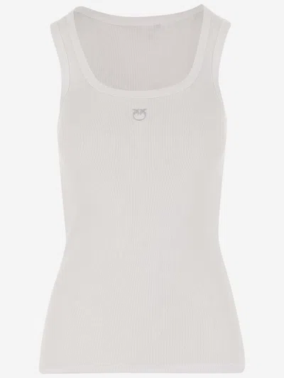 Pinko Cotton Top With Logo In White