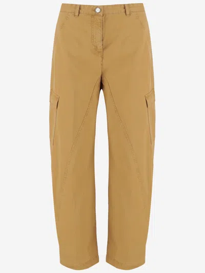 Pinko Cotton Workwear Pants In Beige