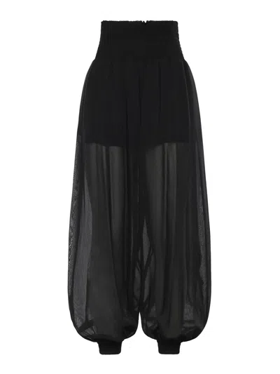 Pinko Cotton-blend Crepe Voile Trousers In Black