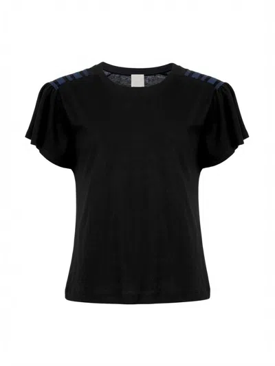 Pinko Cotton-linen Blend T-shirt In Black