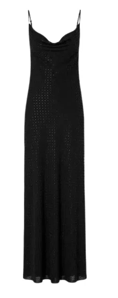 Pinko Cowl Neck Maxi Dress In Black