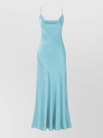 Pinko Cowl Neck Silk Dress Spaghetti Straps In Blue