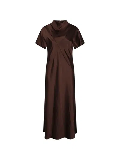Pinko Kangoo A-line Acetate-blend Maxi Dress In Brown