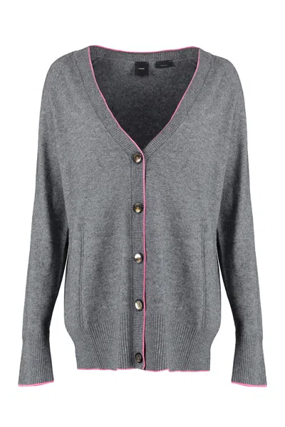 PINKO COZY GREY WOOL AND CASHMERE CARDIGAN FOR WOMEN