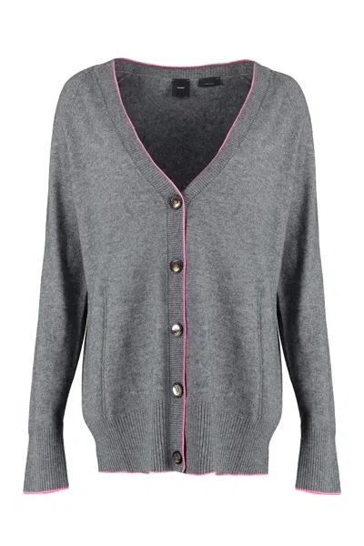 Pinko Wool And Cashmere Cardigan In Grey