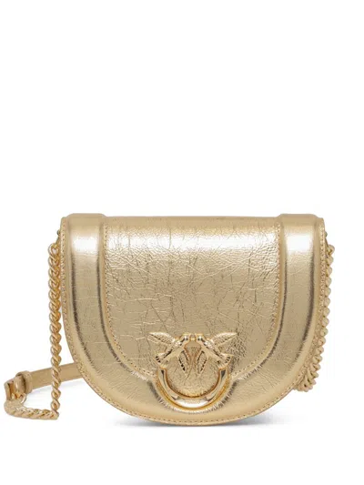 Pinko Cracked Effect Cross Body Bag In Gold