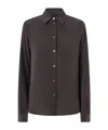 Pinko Button-down Silk Shirt In Brown