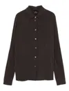Pinko Button-down Silk Shirt In Brown