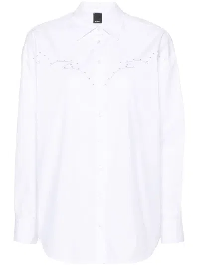 Pinko Embroidered Poplin Shirt In White