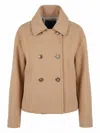 Pinko Double-breasted Cropped Coat In Brown