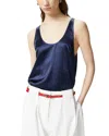 Pinko Sleeveless Scoop Neck Lightweight Fabric Top In Blue