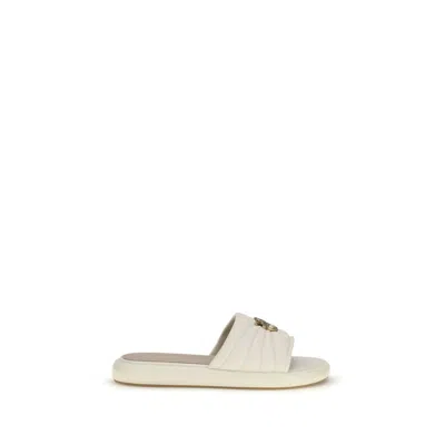 Pinko Fiona White Slides With Chunky Design And Love Birds Logo Plaque In Leather Woman