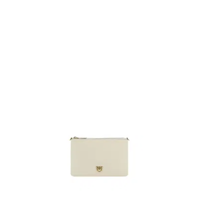 Pinko Cream Calf Leather Bos Taurus Shoulder Bag In Neutral