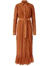 Pinko Long Shirt Dress With Lace Detailing In Braun
