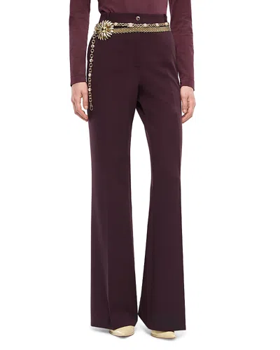 Pinko Creased Flare Pants In Burgundy