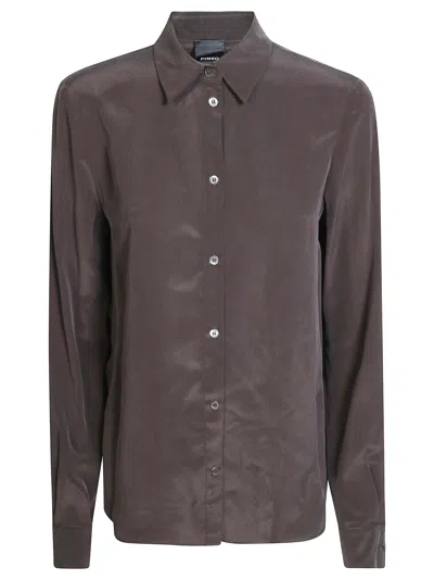 Pinko Crepe Crackers Shirt In Marrone