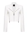 Pinko Crepe Cropped Biker Jacket In White