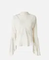Pinko White High Neck Shirt With Flared Sleeves In White