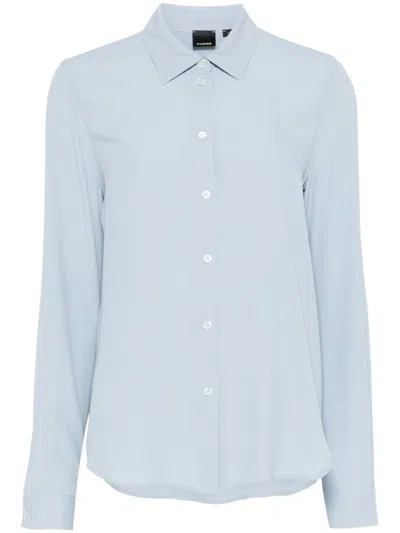 Pinko Crepe De Chine Shirt In Blue