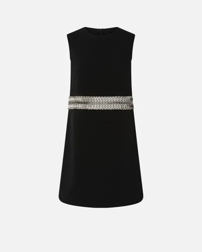 Pinko Crepe Dress With Jewel Embroidery In Black