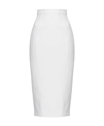 Pinko Crepe Pencil Midi Skirt In White