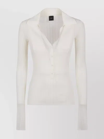 Pinko Crepe Transparent Ribbed Texture Long Sleeves In White