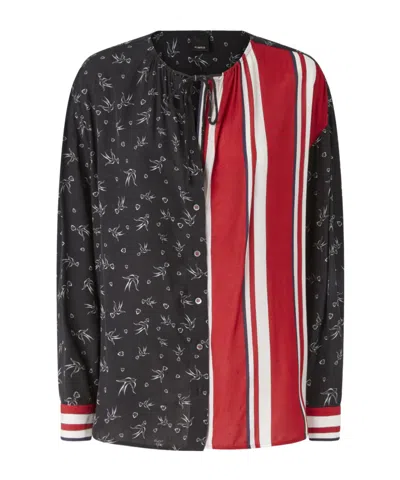 PINKO BIRD-PRINT STRIPED TOP
