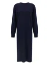 Pinko Crew-neck Contrast-trim Maxi Dress In Blue