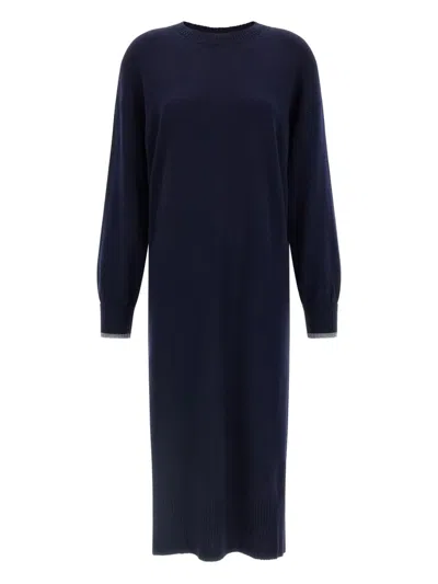 PINKO CREW-NECK CONTRAST-TRIM MAXI DRESS