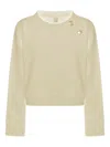 Pinko Cotton Sweatshirt With Buttons In Neutral