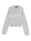 Pinko Wool Sweater With Liberté Lettering In Yellow
