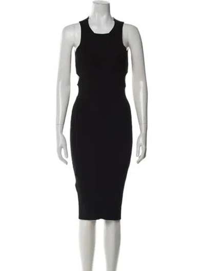 Pre-owned Pinko Crew Neck Knee-length Dress In Black