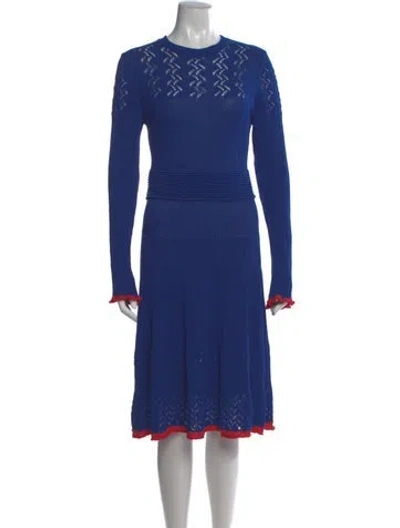 Pre-owned Pinko Crew Neck Knee-length Dress In Blue