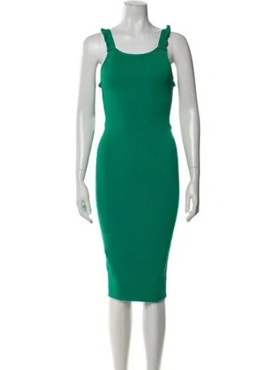 Pre-owned Pinko Crew Neck Knee-length Dress In Green