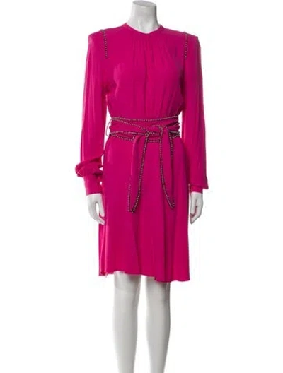 Pre-owned Pinko Crew Neck Knee-length Dress In Pink