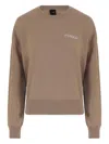 Pinko Crew Neck Knitwear Sweater With Logo Detail In Brown