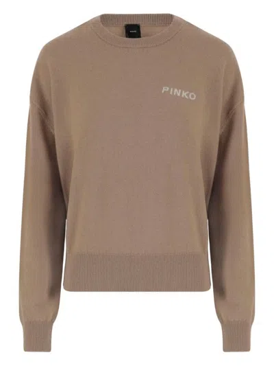 PINKO CREW NECK KNITWEAR SWEATER WITH LOGO DETAIL