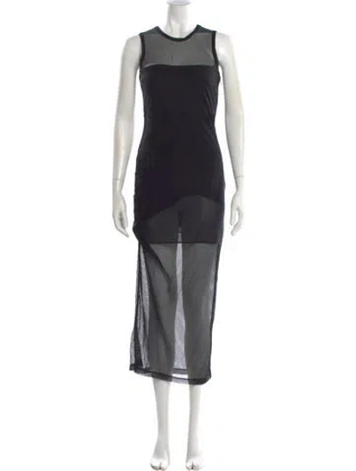 Pre-owned Pinko Crew Neck Long Dress In Black