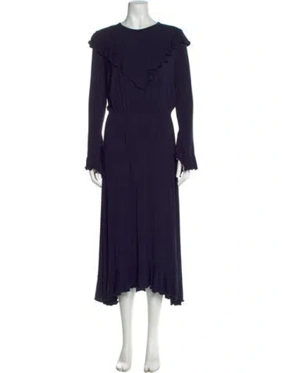 Pre-owned Pinko Crew Neck Long Dress In Blue