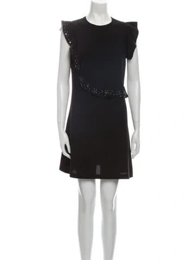 Pre-owned Pinko Crew Neck Mini Dress In Black