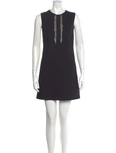 Pre-owned Pinko Crew Neck Mini Dress In Black