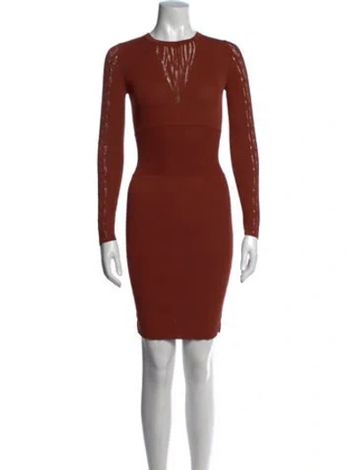 Pre-owned Pinko Crew Neck Mini Dress In Brown