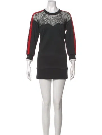 Pre-owned Pinko Crew Neck Mini Dress In Gray