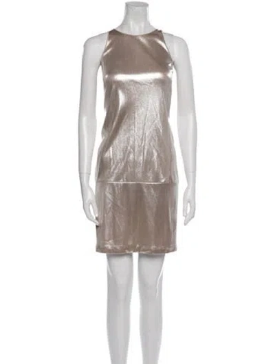 Pre-owned Pinko Crew Neck Mini Dress In Neutral
