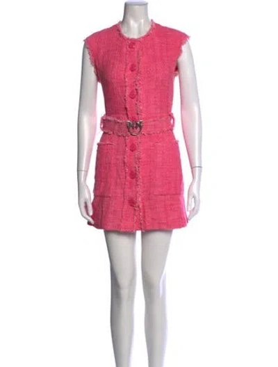 Pre-owned Pinko Crew Neck Mini Dress In Pink